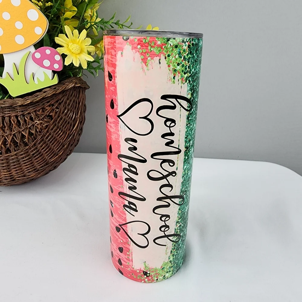 Homeschool Mama Cup Tumbler Watermelon Design -  16oz